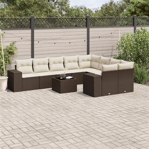  Salon de jardin modulable vidaxl 12 pieces 11 personnes rotin 62 x 62 x 69 cm beige 