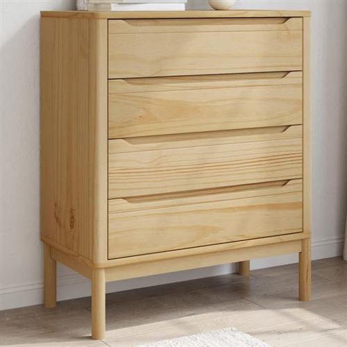 Commode floro cire marron bois de pin massif Vidaxl