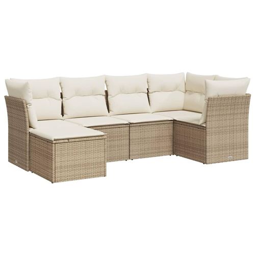 Vidaxl Beige Salon De Jardin 6 Pcs - Image 2