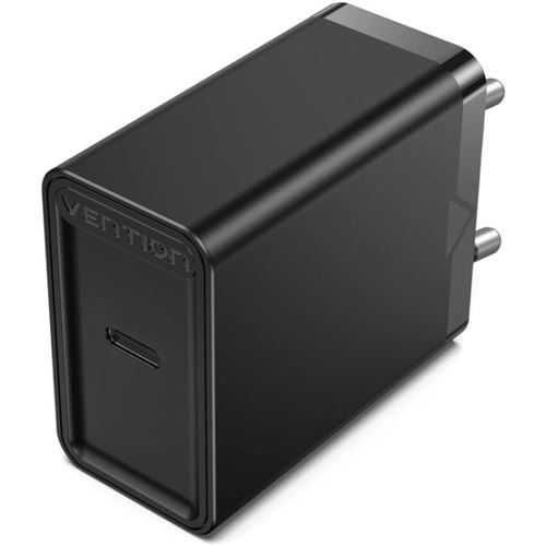 Vention - Chargeur mural USB-C 1 port (20 W), prise UE, noir
