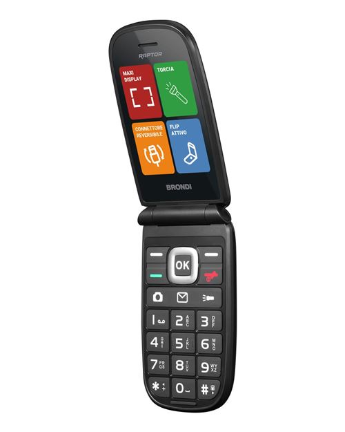 Brondi Raptor 7,11 cm (2.8 ) 106 g Noir, Métallique Téléphone pour seniors