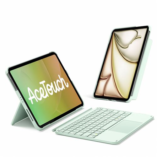 INATECK  Ultral&eacute;ger Clavier iPad Bluetooth pour A16 2025 iPad 11/10 eme Gen iPad Air Pro 11 Pouces avec Pav&eacute; Tactile AZERTY Vert 