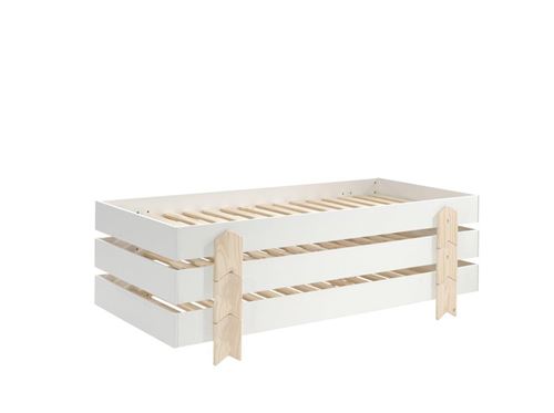 3 Lits Modulo Arrow Blanc Empilables 90x200 L 203,6 x Lg 93,8 x H 27,5 cm
