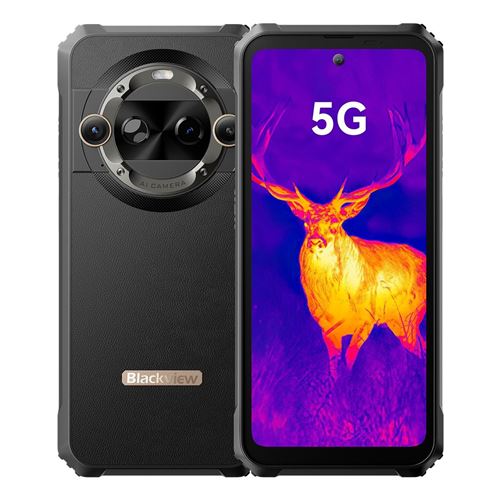 Smartphone 6.5 Pouces 5G Caméra Thermique 12GB+512GB Étanche Résistant Choc Noir YONIS