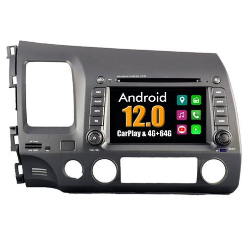 Autoradio CarPlay Multimédia RoverOne Android 4Go RAM 64Go ROM GPS pour Honda Civic 2006 - 2011