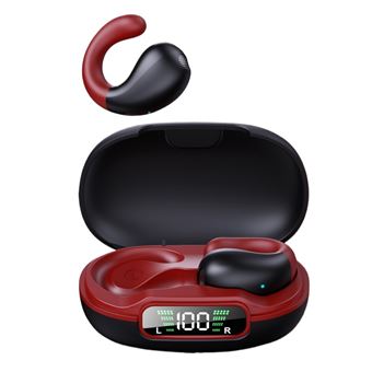 Écouteurs à clip d'oreille,ELVANZA,réduction de bruit active (ENC),écouteurs de sport,Bluetooth 5.3,technologie de transmission directionnelle,son surround panoramique,autonomie de 50 heures,compatibles avec les téléphones Apple et Android,rouge - 1