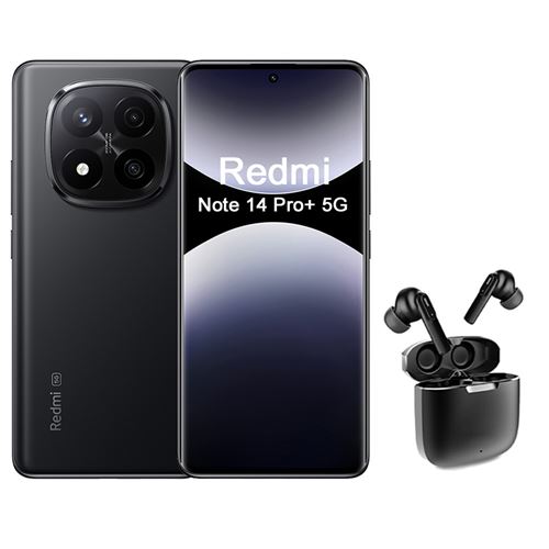 Smartphone Xiaomi Redmi Note 14 Pro+ 6,67 5G Double Nano SIM 512 Go Noir minuit Avec Ecouteur sans fil