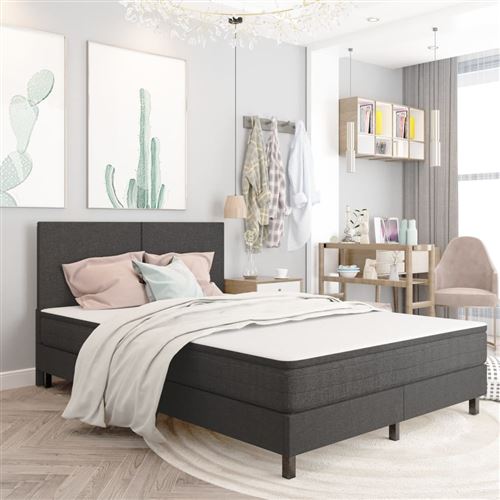 Vidaxl sommier tapissier gris fonc&eacute; tissu 180x200 cm 3054710