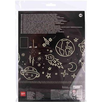 Lot De 50 Feuilles à Gratter Noires – Avec 5 Stylets Bois Et 4 Pochoirs – Scratch Art Arc-en-ciel Pour Enfants Et Adultes