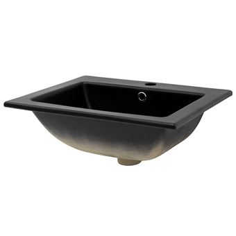Lavabo En Céramique Noir Mat Encastré - Dimensions 570x485x195 Mm, Moderne Et Fonctionnel