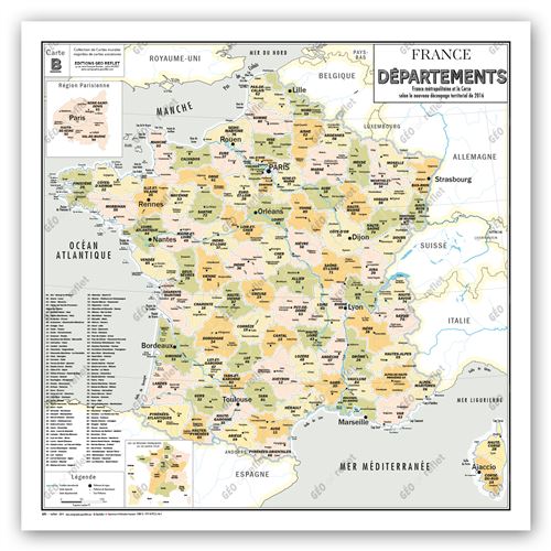 Carte de France Administrative des Départements - Modèle Vintage