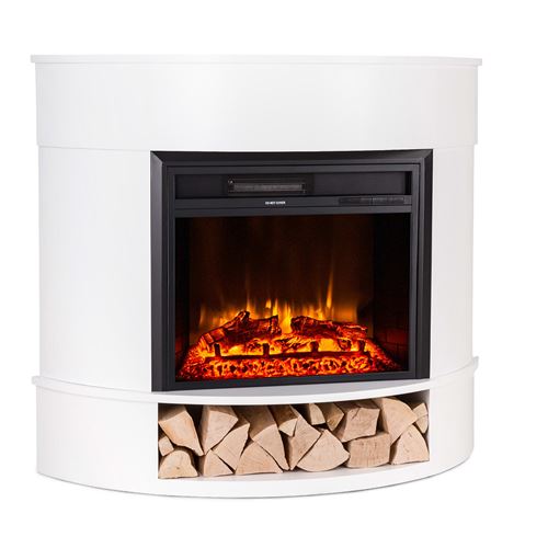 Chauffage Électrique - Klarstein Loloru - Fausse Cheminée - 900/1800W - Minuteur - Télécommande - Blanc