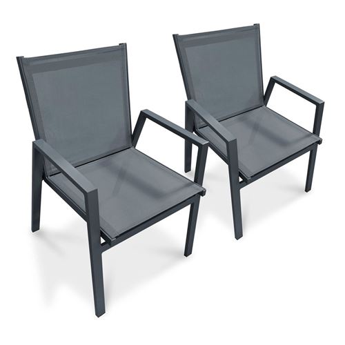 Generique Gris Lot De 2 Fauteuils De Jardin Empilables "Floride" 86Cm Anthracite - Image 3