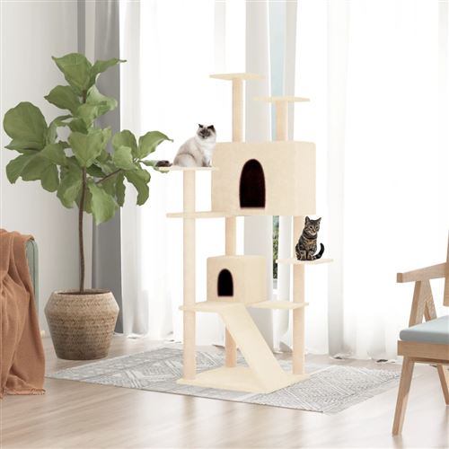 171693  vidaXL Arbre à chat avec griffoirs en sisal Crème 153 cm