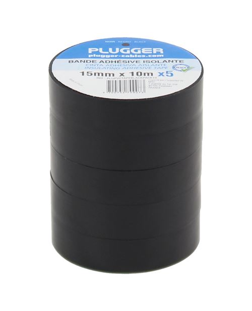 Plugger PVC Tape Black Pack 5x 10 mètres Adhésif, Gaffeur
