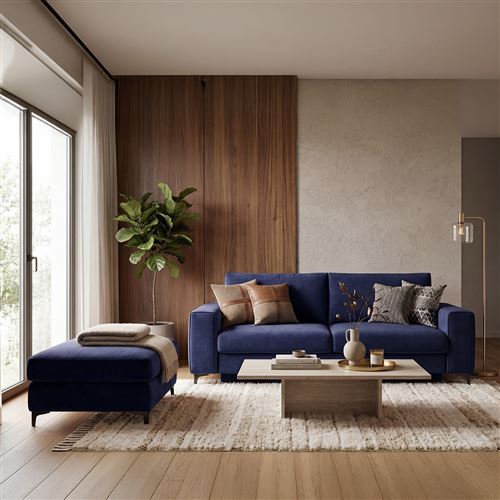 Pouf Fiesole Velours Bleu - Bleu