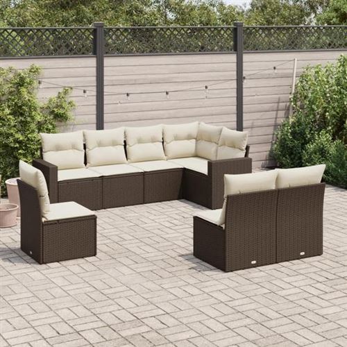 Salon de jardin modulable vidaxl 8 personnes resine tressee marron 62 x 62 x 69 cm 8 pieces