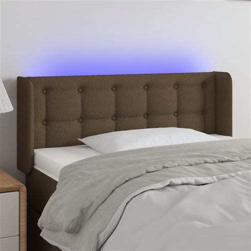 vidaXL Tête de lit à LED Marron foncé 103x16x78/88 cm Tissu3123663