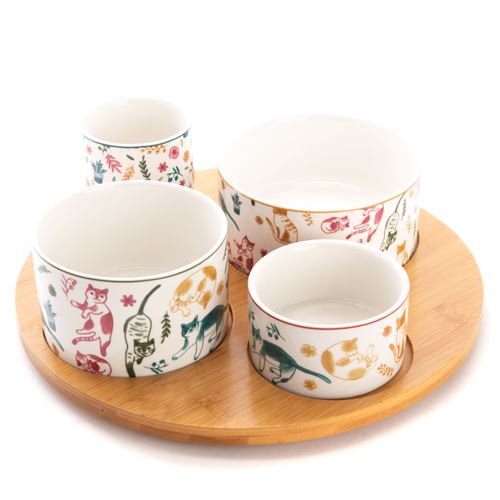 Non Communiqué Blanc Service Apéritif Tournant Et Ses 4 Bols Marius - Amadeus - Porcelaine