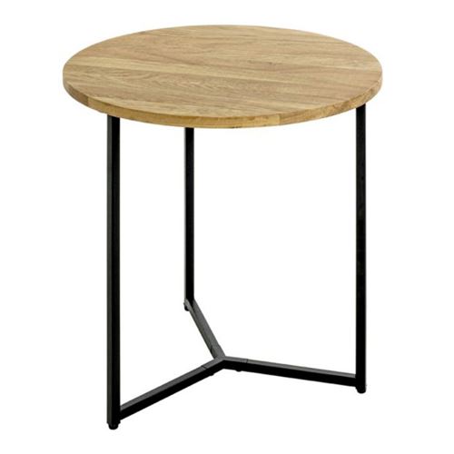 Non Communiqué Beige Table D'appoint Ronde "Pika" 52Cm Chêne & Noir