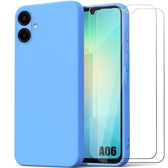Coque et 2 Verres Trempés pour Samsung Galaxy A06 - Protection Silicone Anti-Rayures Antichoc Effet Mat Bleu - BOOLING - 1