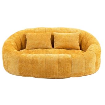 Chaise,OMOZUN,fauteuil relax,résistant et confortable,dossier haut,convient aux adultes et aux enfants,pour l'intérieur et l'extérieur,pour décorer le sol,rembourrage (chenille jaune) - 1