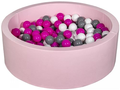 Piscine à balles blanc,rose,gris 300 balles rose