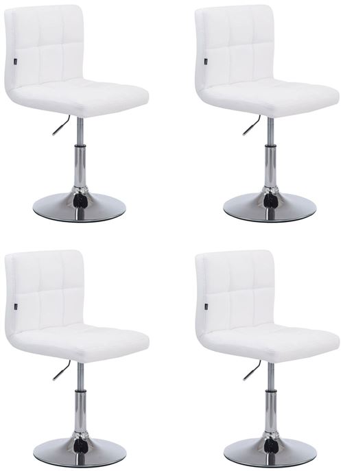 CLP Lot de 4 chaises lounge Palma V2 en similicuir ajustable et pivotant , Blanc