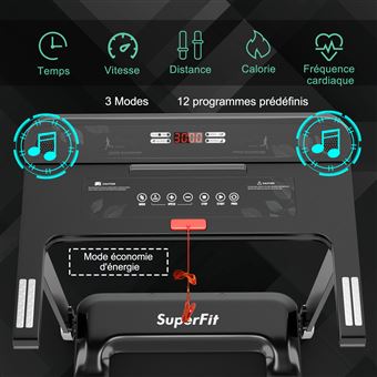 Tapis de course électrique Zipro® Pacto 1-16 km/h - Ceinture mobile - 12 programmes