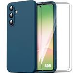 Coque + 2 Verres Trempés pour Samsung Galaxy A56 5G, Protection Silicone Souple Doux Slim Anti-Rayures Bleu Marine - BOOLING