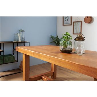 Table De Ferme Campagnarde Bois Chene Massif Achat Prix Fnac