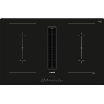 Bosch Serie | 6 PVQ811F15E - Table de cuisson à induction - 4 plaques de cuisson - Niche - largeur : 75 cm - profondeur : 49 cm - classe B - noir avec échappement en aval (extraction et recirculation)