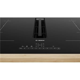 Bosch Serie | 6 PVQ811F15E - Table de cuisson à induction - 4 plaques de cuisson - Niche - largeur : 75 cm - profondeur : 49 cm - classe B - noir avec échappement en aval (extraction et recirculation)