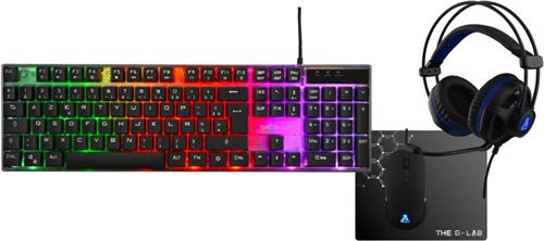 The G-Lab COMBO GALLIUM EVOLUTION - Set: toetsenbord, muis, hoofdtelefoon en muismat - achterverlichting - USB - AZERTY - Frans
