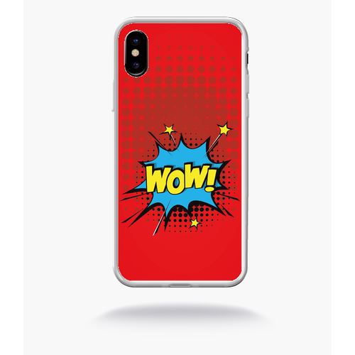 Coque Wow Fond Rouge Compatible Apple Iphone 10 Bord Transparent