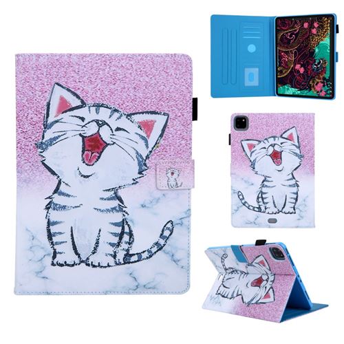 Etui en PU impression de motifs avec support multi-angle et porte-carte chat pour votre Apple iPad Pro 11 pouces (2020)/(2018)