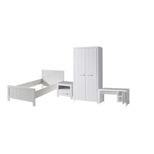 Vipack ERIK Lit simple 90x200 cm + Chevet + Bureau + Armoire 2 portes