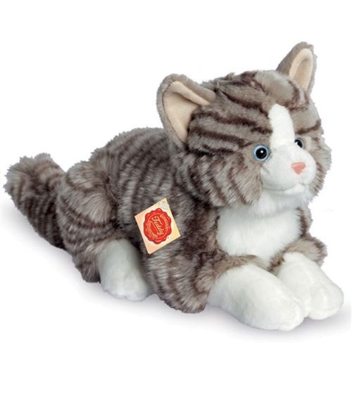Peluche chat gris assis 30 cm