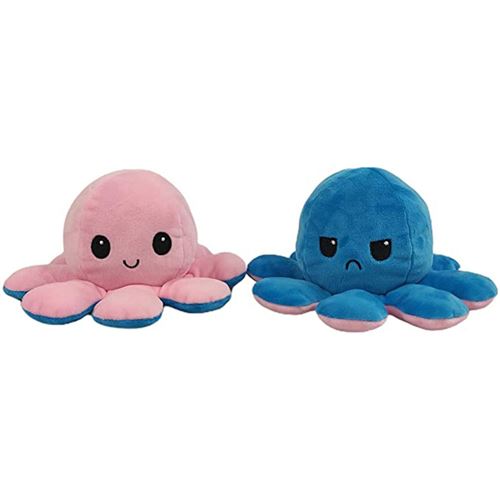 Peluche de Poulpe Réversible Doux 17cm-Rose et bleu