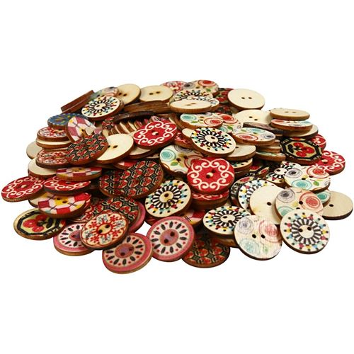 Creotime boutons en bois 20 mm 180 pièces
