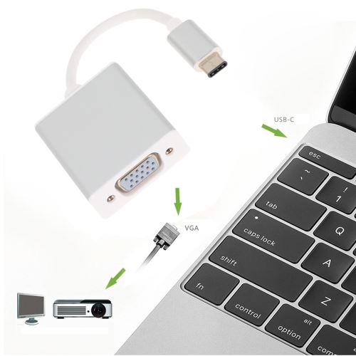 VSHOP ® Cable Adaptateur USB 3.1 Type C (USB-C) male vers VGA femelle en Blanc