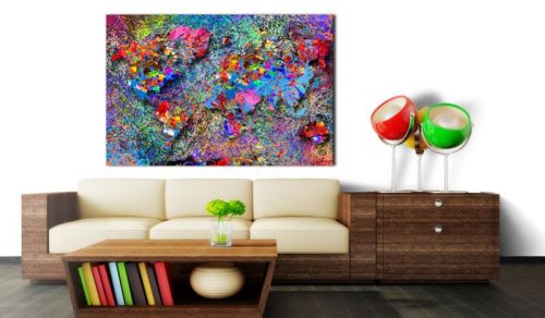 Tableau - Map: Jackson Pollock inspiration .Taille : 90x60