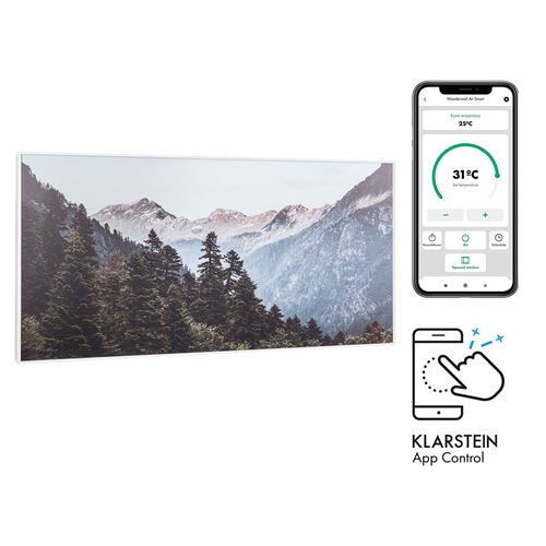 Radiateur infrarouge - Klarstein Wonderwall Air Art - Panneau chauffant - 120x60cm - 700W - Connecté - Montagnes