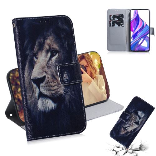 Etui en PU peau d'impression Lion pour votre Huawei Honor 9X/9X Pro