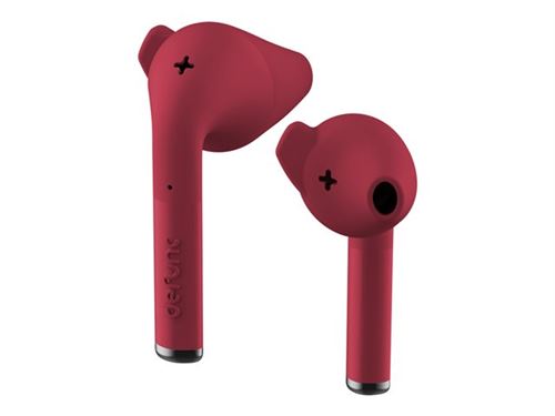DeFunc TRUE GO - Véritables écouteurs sans fil avec micro - intra-auriculaire - Bluetooth - rouge