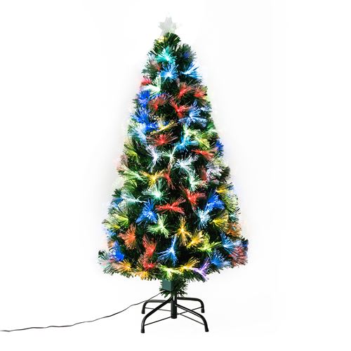 10 Sur Sapin De Noel Artificiel Lumineux Fibre Optique Led Multicolore Support Pied O 66 X 120h Cm 130 Branches Etoile Sommet Brillante Vert Achat Prix Fnac