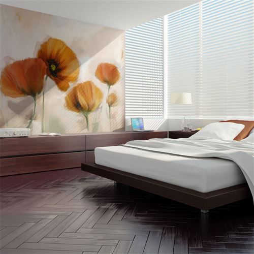 papier peint - coquelicots - vintage - artgeist - 250x193