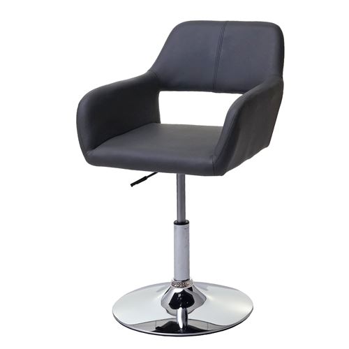 Chaise de salle à manger MENDLER HWC-A50 III similicuir gris pied en métal aspect chromé