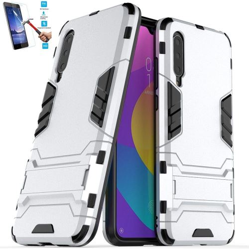 Coque Xiaomi Mi 9 Lite Anti Choc Silver Avec Film Verre Trempé Housse Etui Antichoc hfs-house®