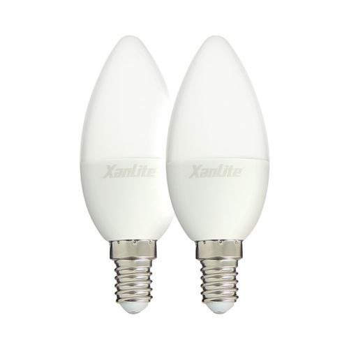 Xanlite|Ampoule LED flamme, culot E14, 5W cons. (40W eq.), lumière blanc chaud|PACK2EV470F